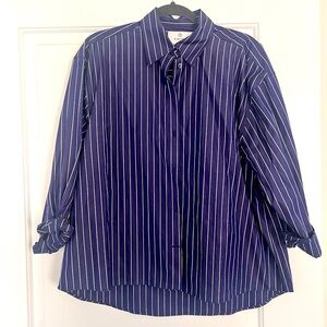 Aritzia Babaton pinstripe navy button down shirt